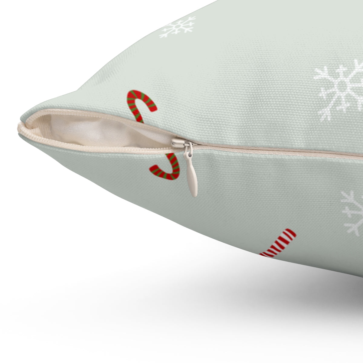 Polyester Square Holiday Pillowcase - Candy Canes