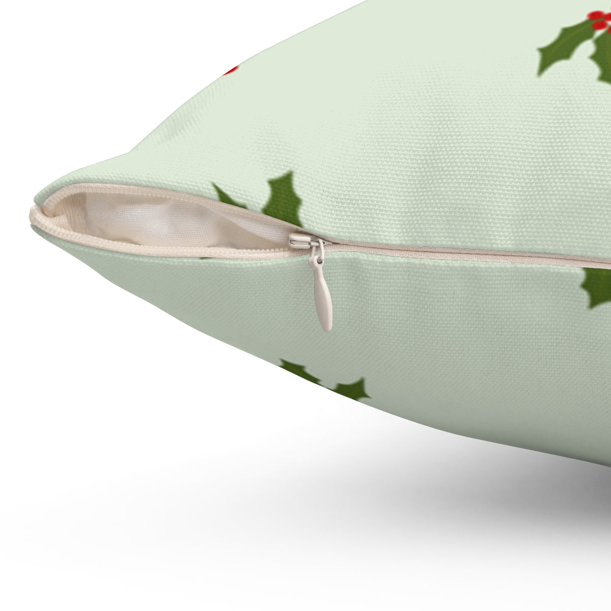 Polyester Square Holiday Pillowcase - Holly