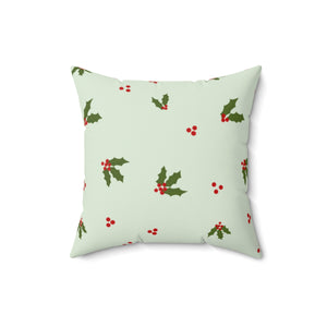 Polyester Square Holiday Pillowcase - Holly