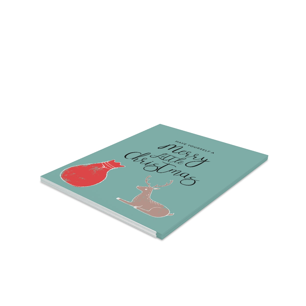 Teal Holiday Greeting Cards - Merry Little Christmas