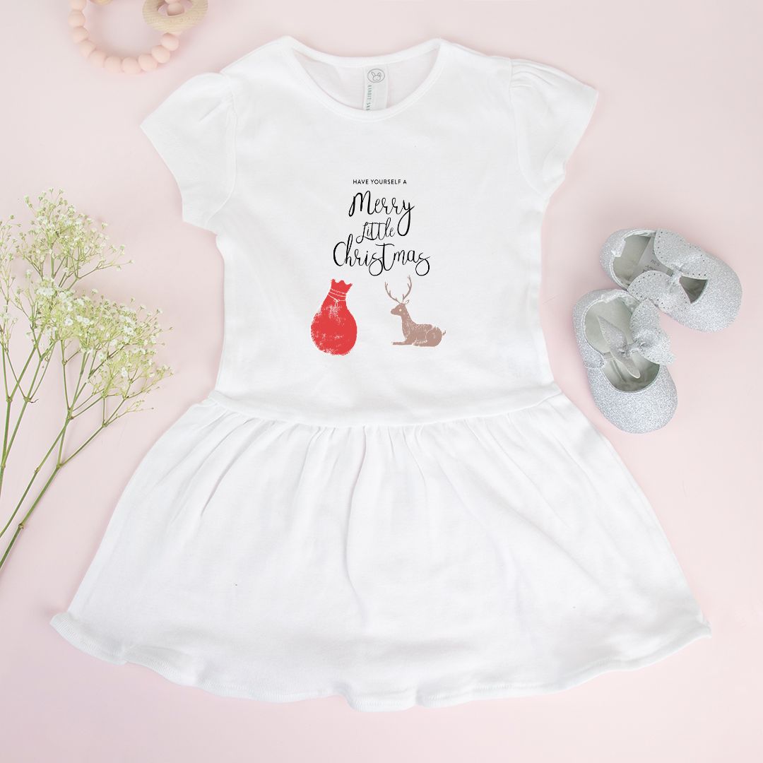 White Baby Rib Dress - Merry Little Christmas