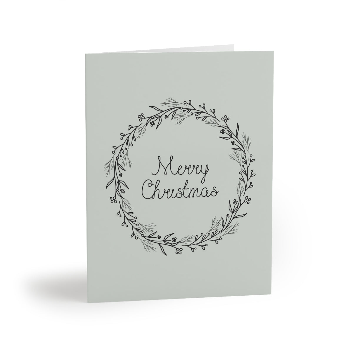 Holiday Greeting Cards - Black Merry Christmas Wreath