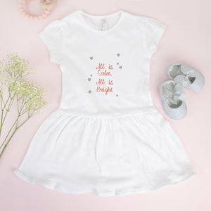 White Toddler Rib Dress - All is Calm, All is Bright