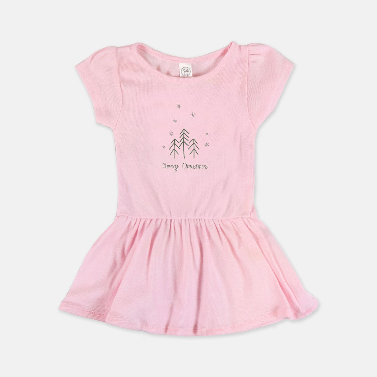 Ballerina Baby Rib Dress - Merry Christmas Trees