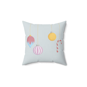 Polyester Square Holiday Pillowcase - Christmas Ornaments