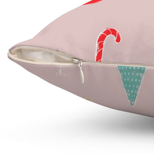 Pink Polyester Square Holiday Pillowcase - Holiday Ensemble