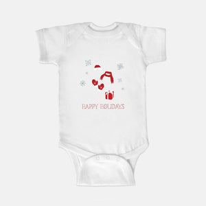 White Baby One-Piece - Red Happy Holidays