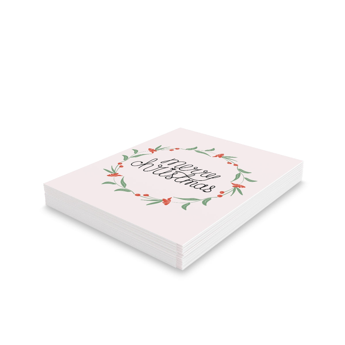 Holiday Greeting Cards - Colorful Merry Christmas Wreath