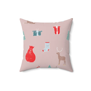 Pink Polyester Square Holiday Pillowcase - Holiday Ensemble