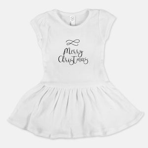 White Toddler Rib Dress - Merry Christmas