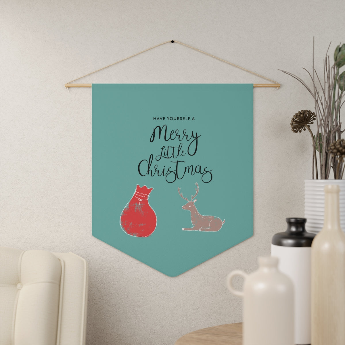 Teal Holiday Pennant - Merry Little Christmas