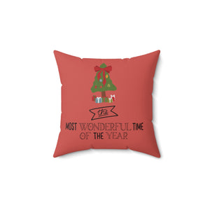 Polyester Square Holiday Pillowcase - Most Wonderful Time of the Year