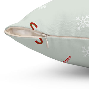 Polyester Square Holiday Pillowcase - Candy Canes