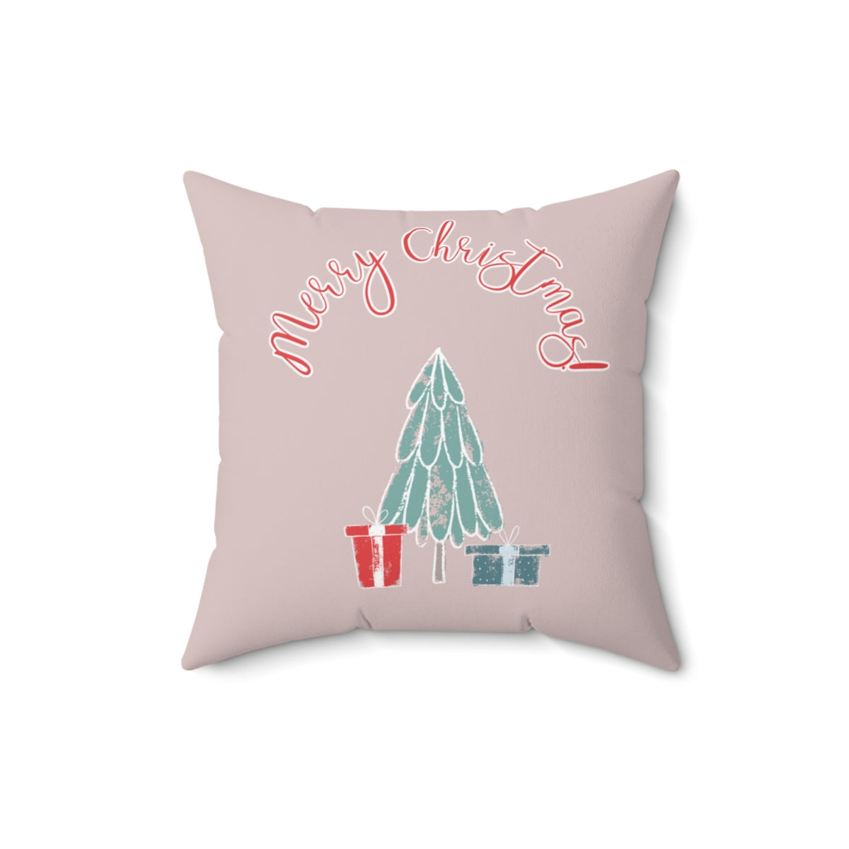 Polyester Square Holiday Pillowcase - Merry Christmas Tree