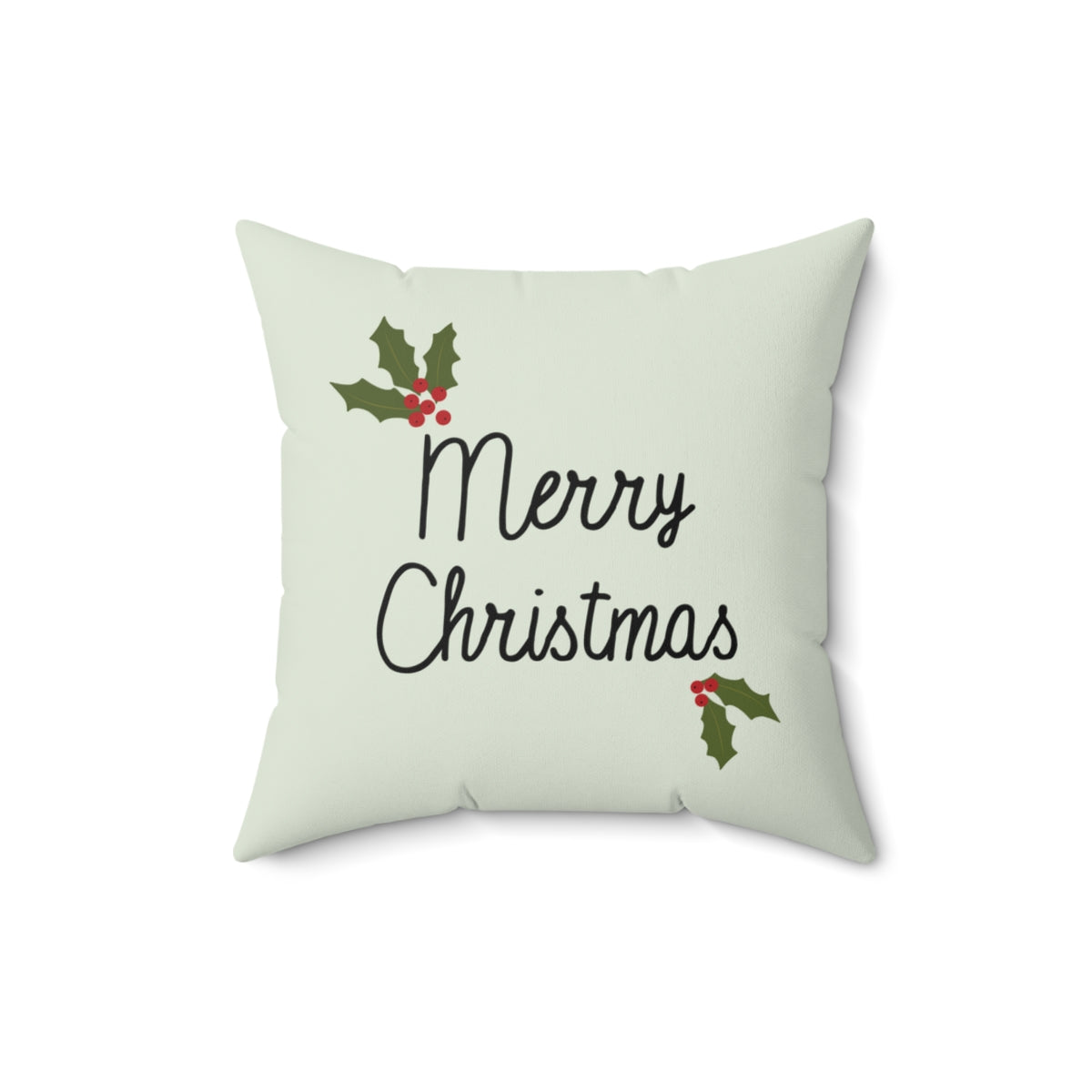 Polyester Square Holiday Pillowcase - Holly Merry Christmas