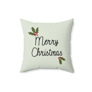 Polyester Square Holiday Pillowcase - Holly Merry Christmas