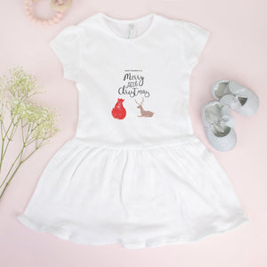White Toddler Rib Dress - Have  a Merry Little Christmas