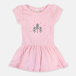 Ballerina Toddler Rib Dress - Evergreen Trees & Red Snowflakes