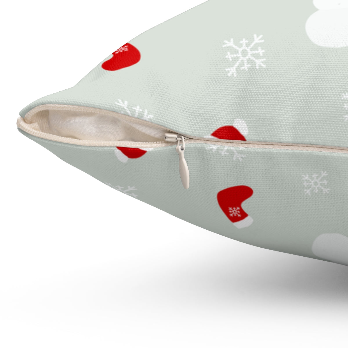 Polyester Square Holiday Pillowcase - Snowman & Snowflakes