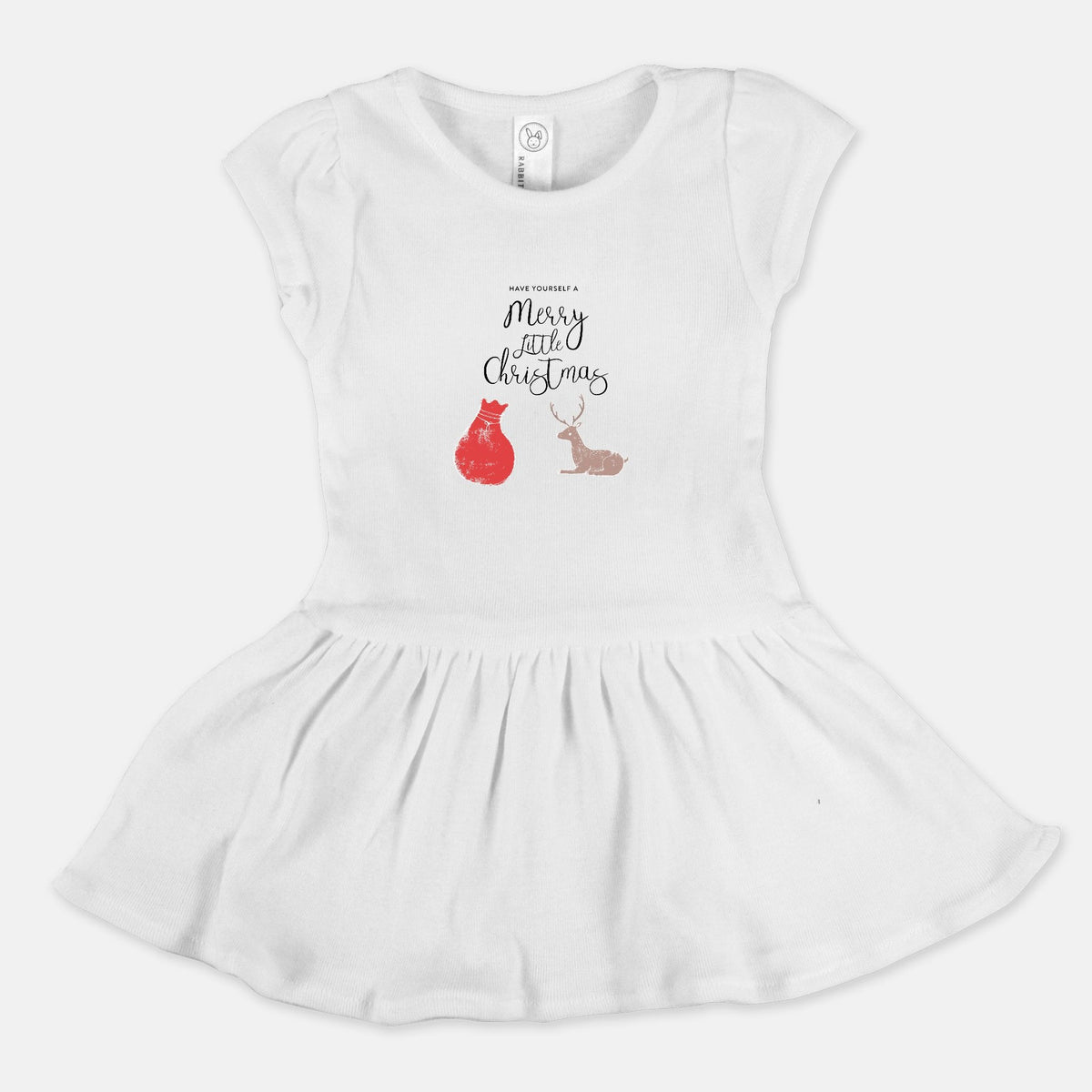 White Toddler Rib Dress - Have  a Merry Little Christmas