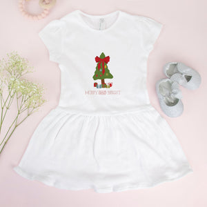 White Toddler Rib Dress - Merry & Bright