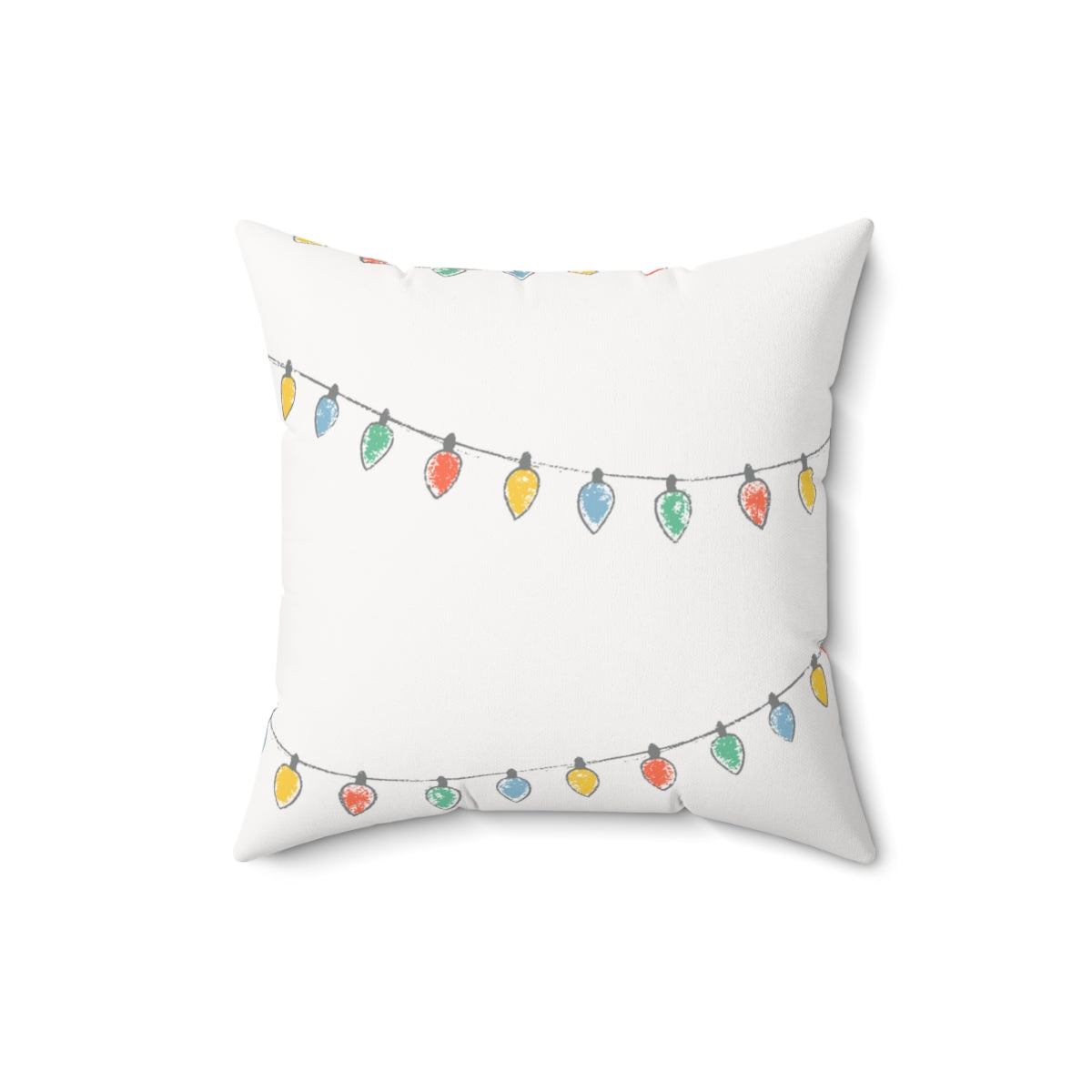 White Polyester Square Holiday Pillowcase - Christmas Lights