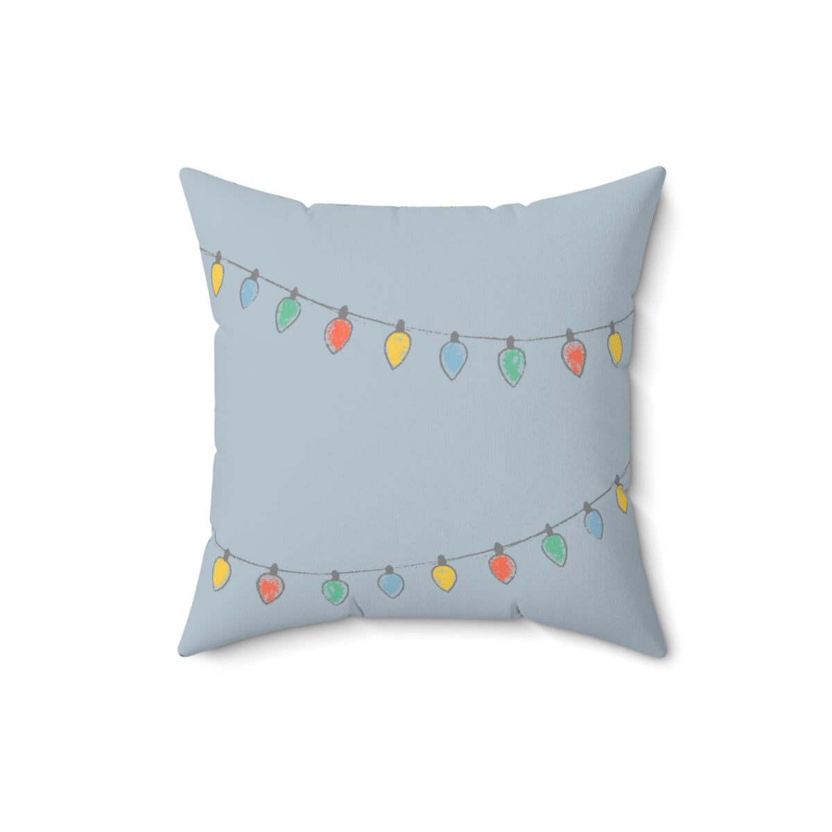 Blue Polyester Square Holiday Pillowcase - Christmas Lights