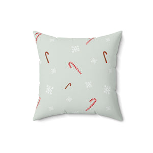Polyester Square Holiday Pillowcase - Candy Canes