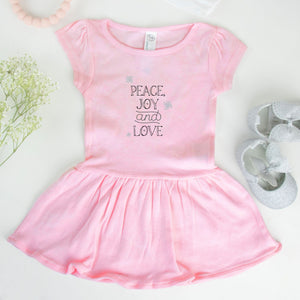 Ballerina Toddler Rib Dress - Peace, Joy & Love
