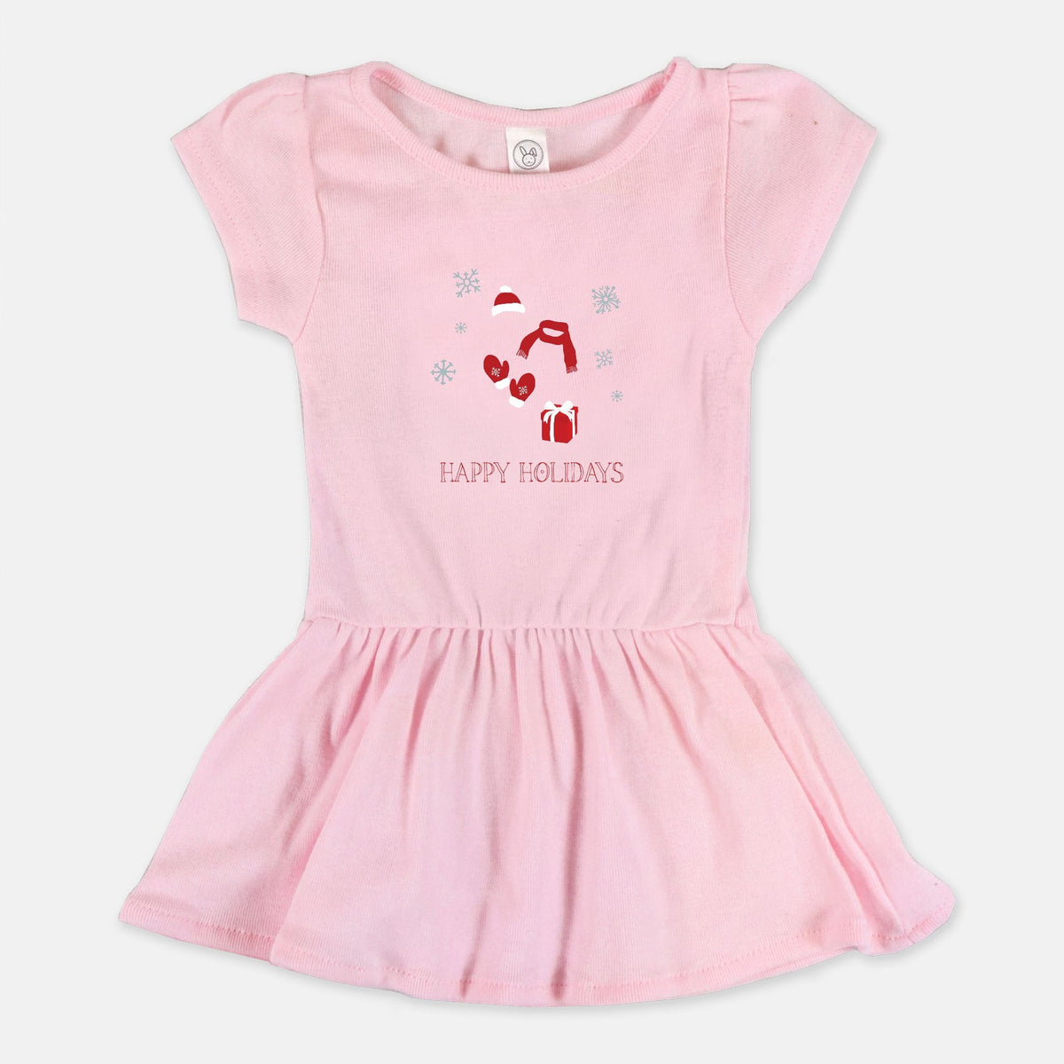 Ballerina Toddler Rib Dress - Red Happy Holidays