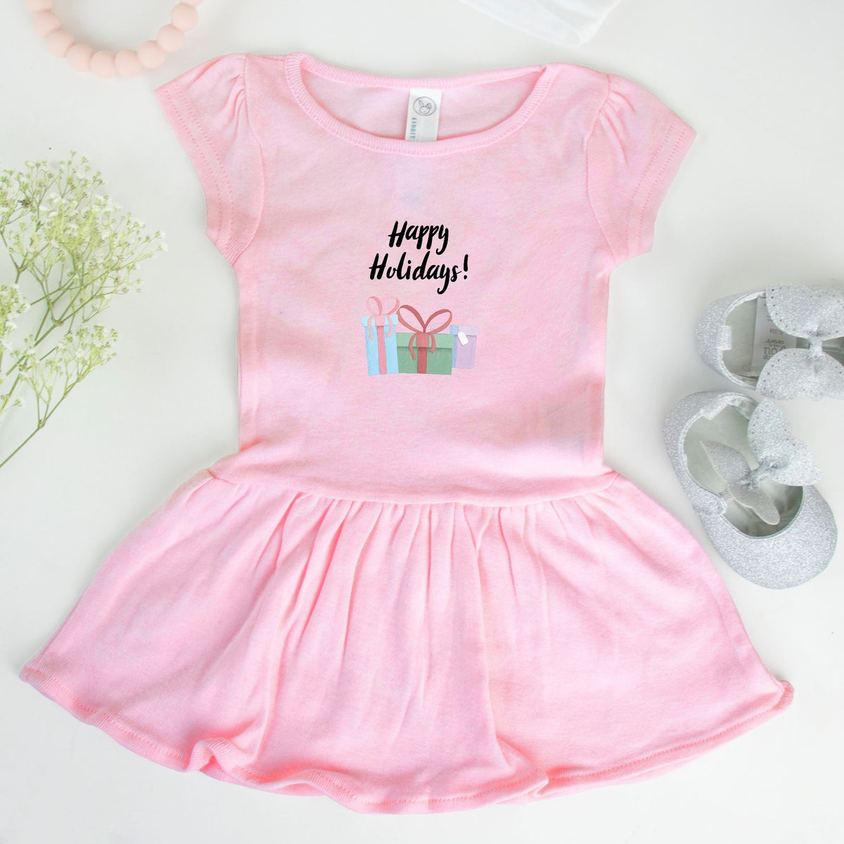 Ballerina Toddler Rib Dress - Happy Holidays Presents