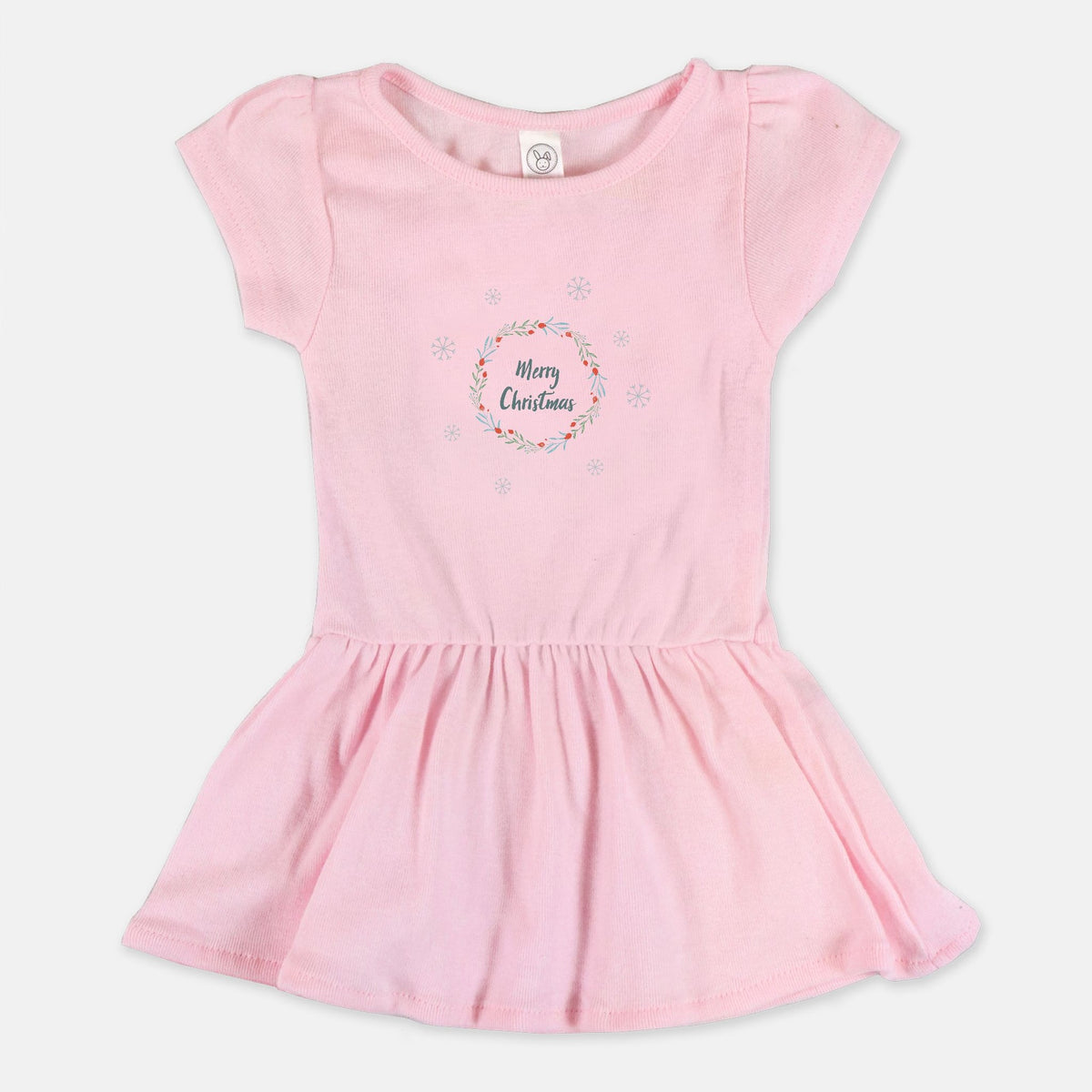 Ballerina Toddler Rib Dress - Merry Christmas Wreath
