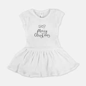 White Baby Rib Dress - Merry Christmas