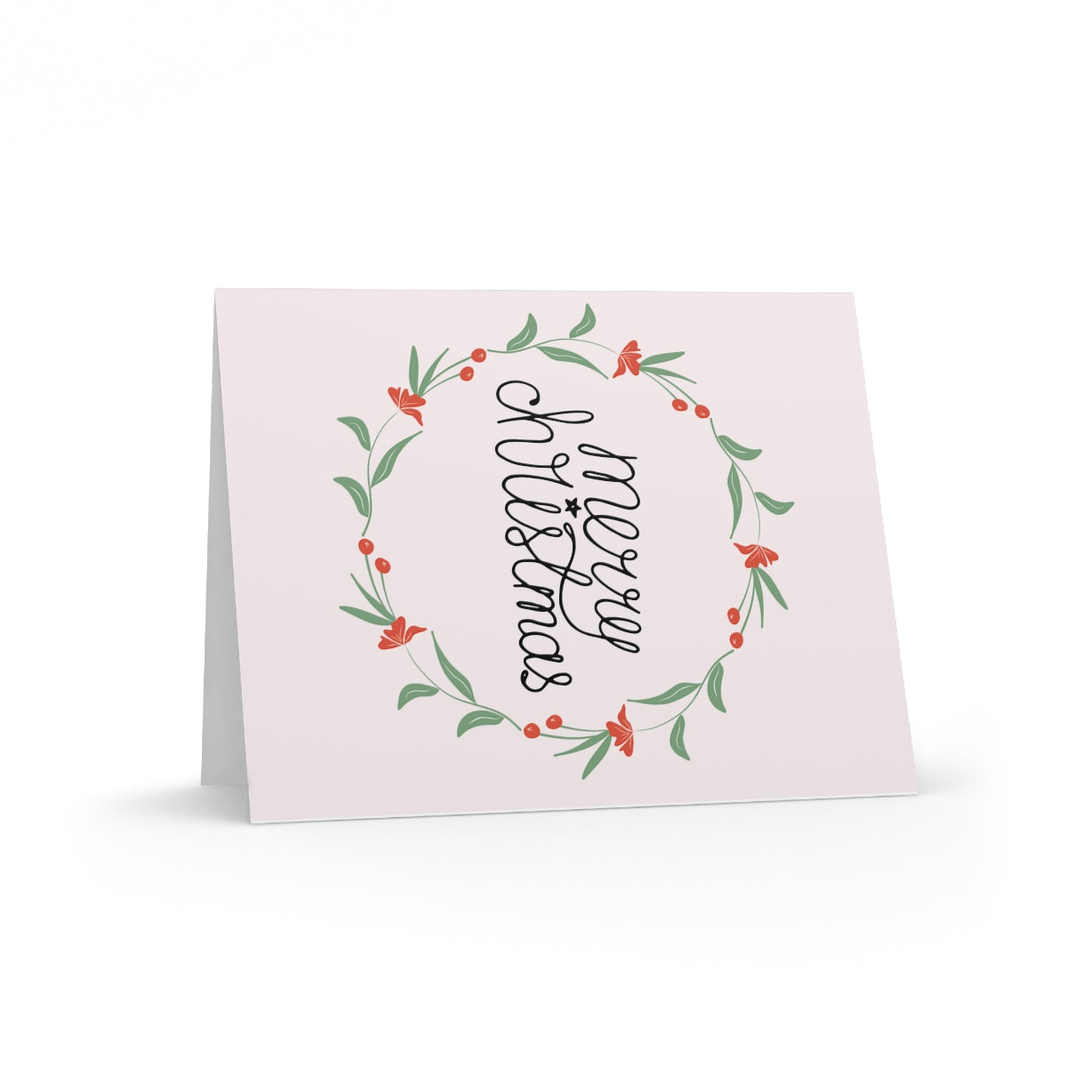 Holiday Greeting Cards - Colorful Merry Christmas Wreath