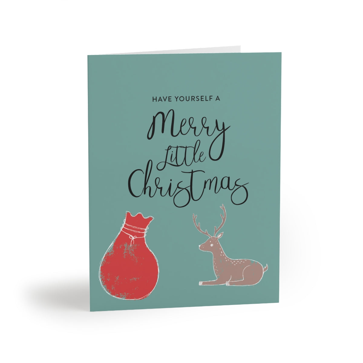 Teal Holiday Greeting Cards - Merry Little Christmas