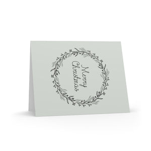 Holiday Greeting Cards - Black Merry Christmas Wreath