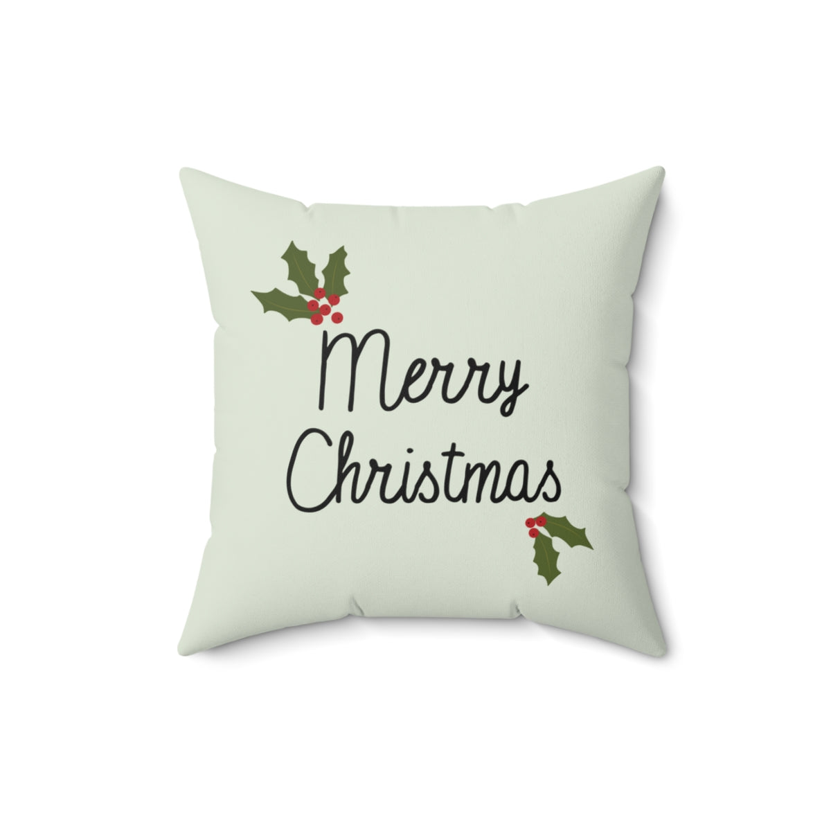 Polyester Square Holiday Pillowcase - Holly Merry Christmas