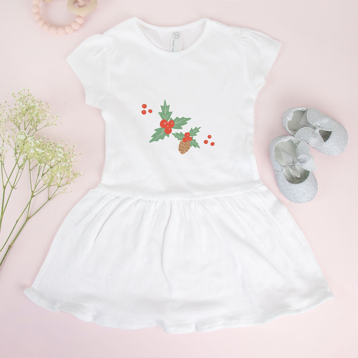 White Toddler Rib Dress - Pinecone &amp; Acorn