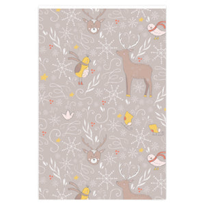 Full Bloom - Beige Holiday Wrapping Paper - Holiday Animals - 24x36