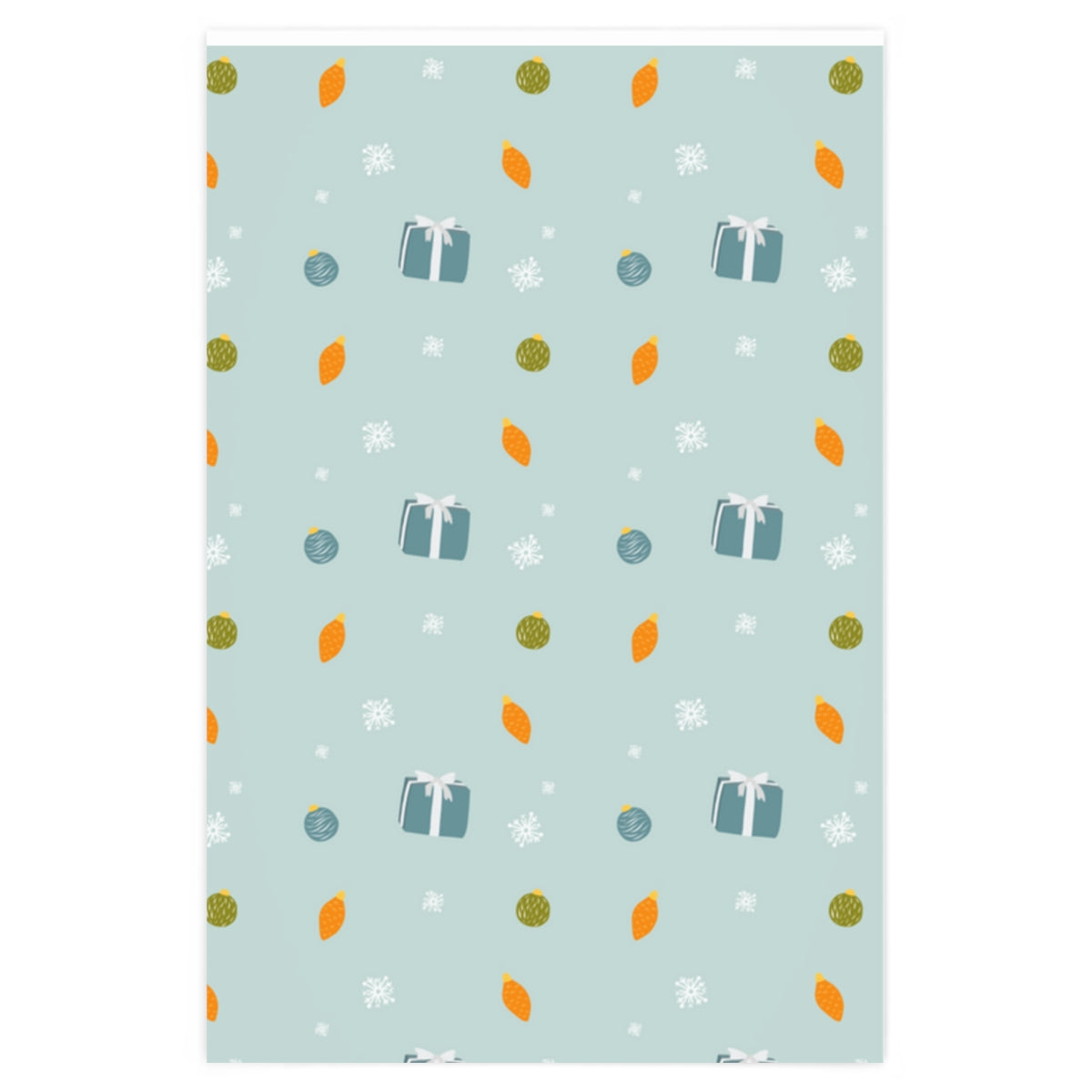 Full Bloom - Blue-Grey Holiday Wrapping Paper - Presents & Ornaments - 24x36