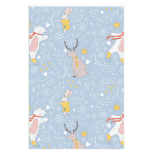 Full Bloom - Blue Holiday Wrapping Paper - Holiday Animals - 24x36