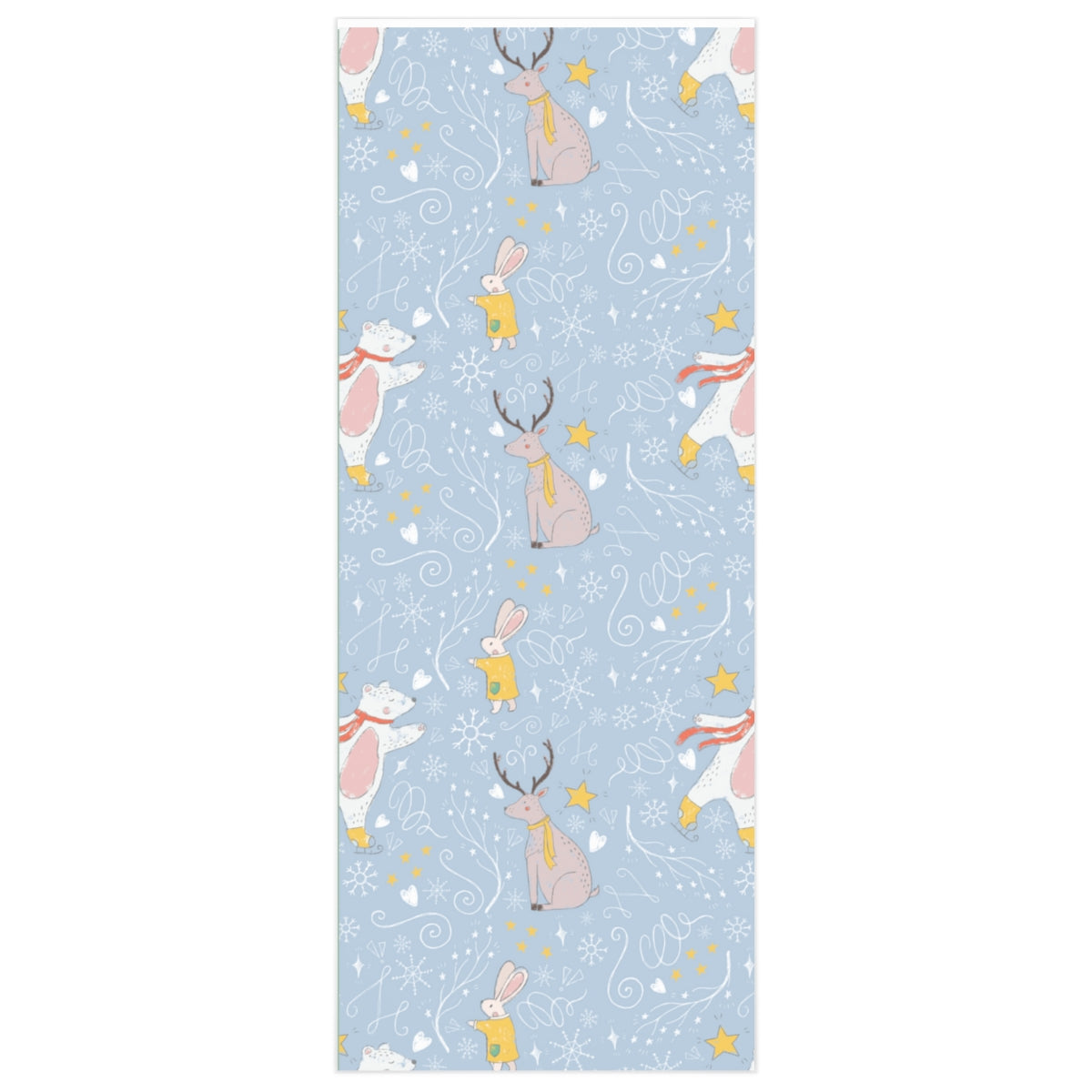 Full Bloom - Blue Holiday Wrapping Paper - Holiday Animals - 24x60