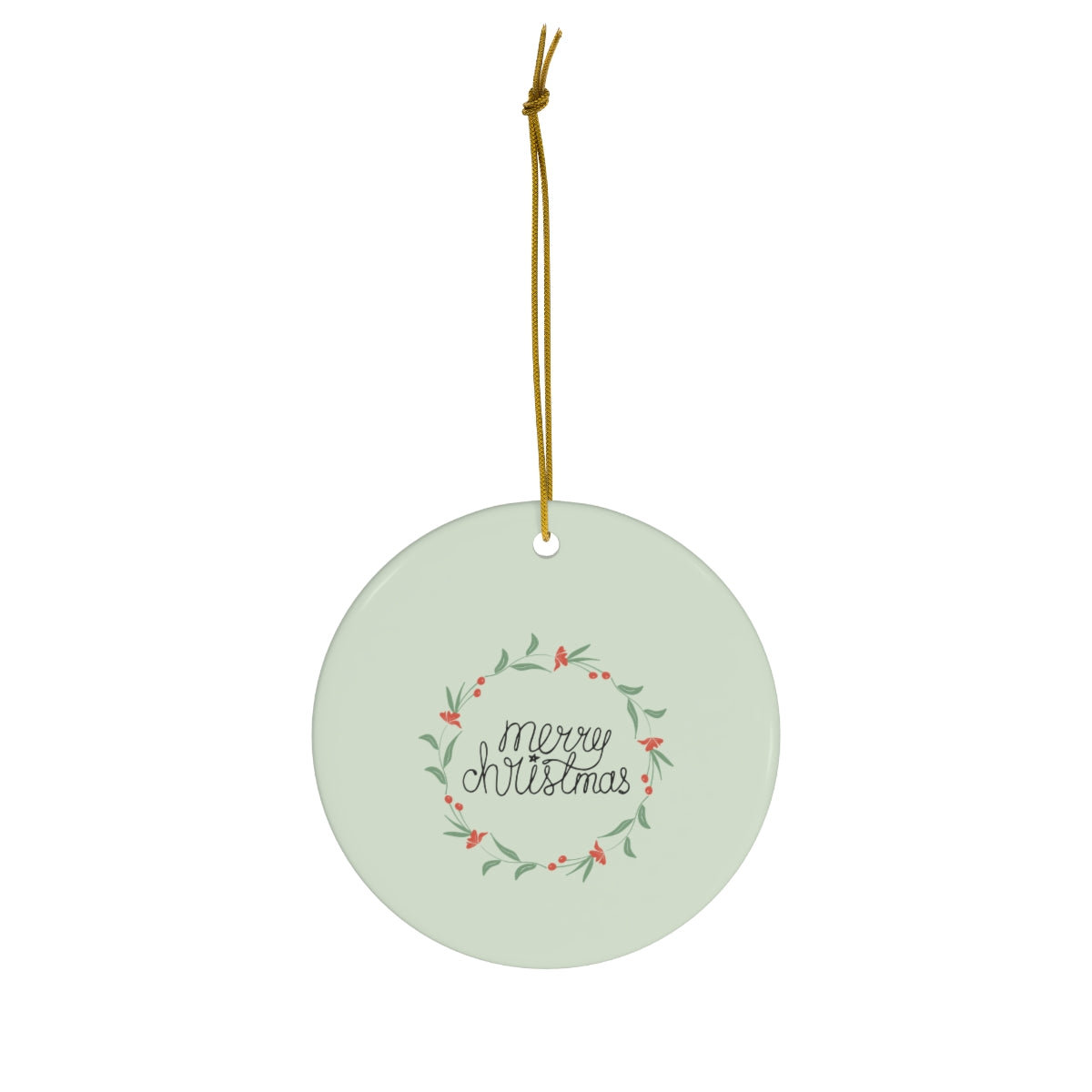 Full Bloom - Ceramic Holiday Ornament - Colorful Wreath - Circle - Front View