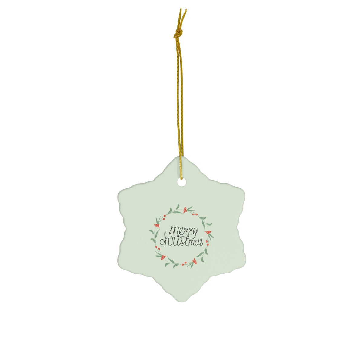 Full Bloom - Ceramic Holiday Ornament - Colorful Wreath - Snowflake - Front View