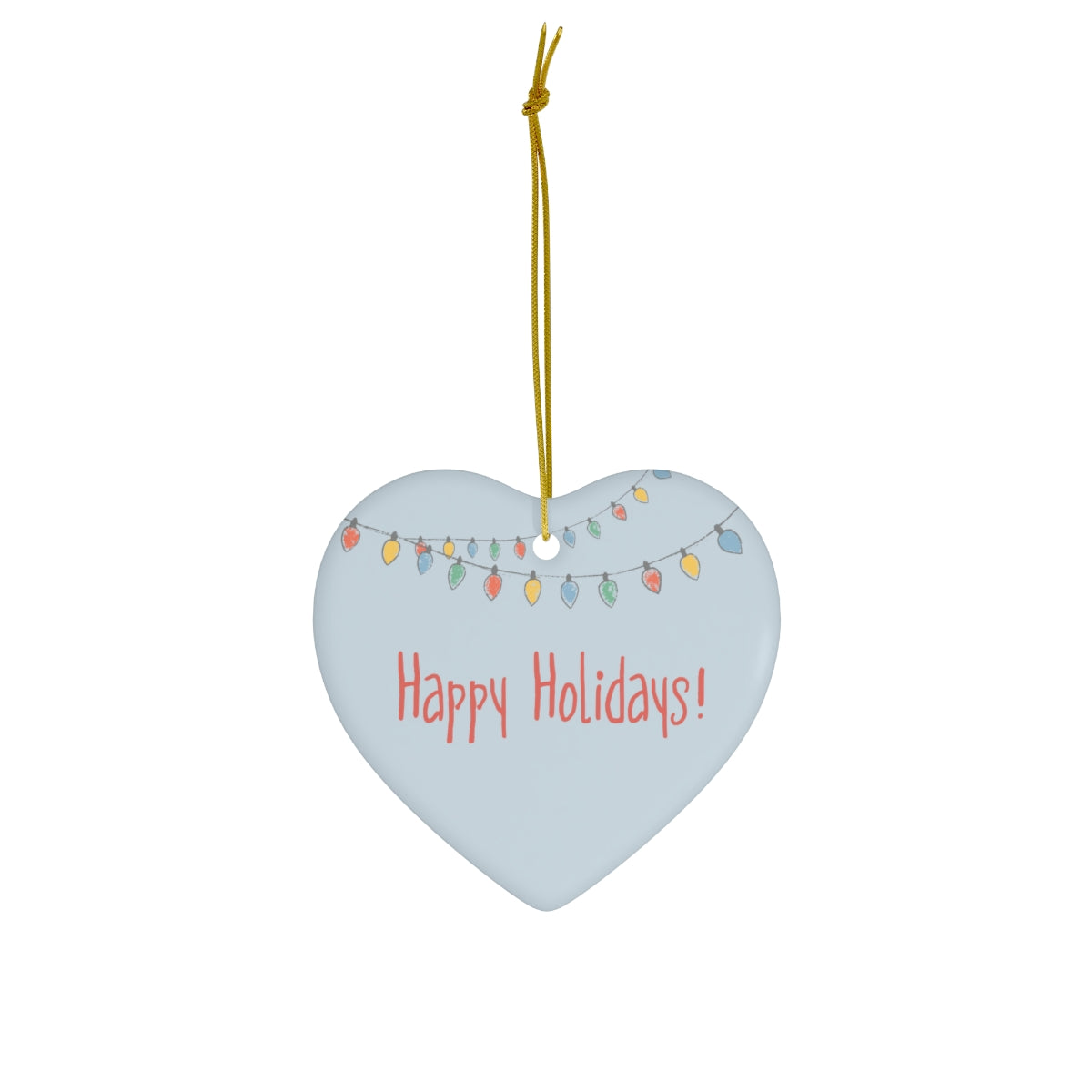 Full Bloom - Ceramic Holiday Ornament - Happy Holidays - Heart - Front View
