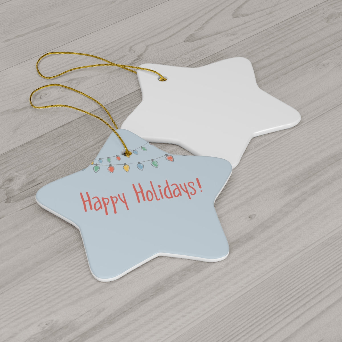 Full Bloom - Ceramic Holiday Ornament - Happy Holidays - Star - Back View
