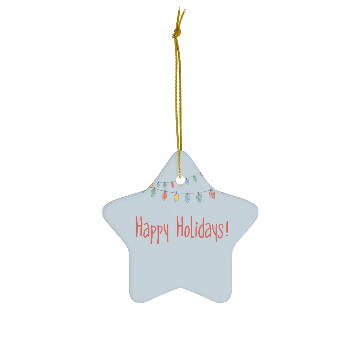 Full Bloom - Ceramic Holiday Ornament - Happy Holidays - Star - Front View