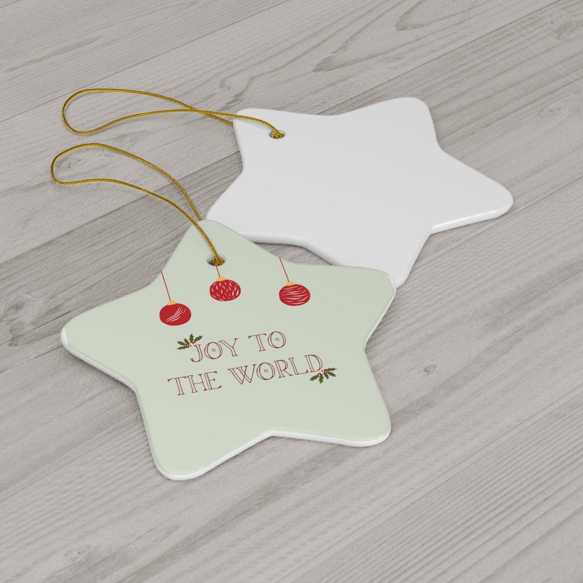 Full Bloom - Ceramic Holiday Ornament - Joy to the World - Star - Back View