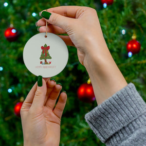 Full Bloom - Ceramic Holiday Ornament - Merry & Bright - Circle - In Use
