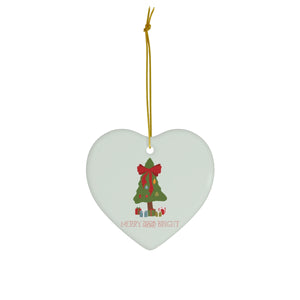 Full Bloom - Ceramic Holiday Ornament - Merry & Bright - Heart - Front View